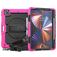 Mobigear SureGrip Xtreme iPad Pro 12.9 Zoll (2022) Hülle Kunststoff,Silikon Backcover + Stifthalter + Schulterträger + Ständer - Schwarz / Pink