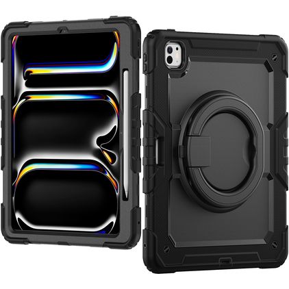Mobilize Rotating Defender iPad Pro 13 Zoll (2025) Hülle Kunststoff,Silikon Backcover + Schulterträger + Ständer - Schwarz