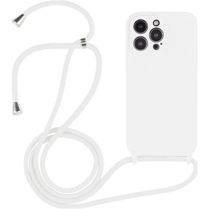 Mobigear Lanyard iPhone 14 Pro Silikon Handykette - Weiß