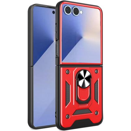 Mobigear Armor Ring Samsung Galaxy Z Flip 7 Hardcase Backcover Shockproof mit Ringhalter - Rot