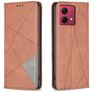 Mobigear Rhombus Slim Motorola Moto G84 Hülle Klapphülle - Braun