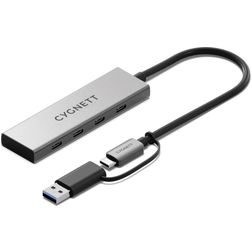 Cygnett Unite 4-in-1 USB-A / USB-C auf USB-C Hub 0,15 m - Silber