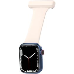 Mobigear Clip Schwesternuhr Apple Watch Armband Pin-Verschluss - 49/46/45/44 mm - Weiß