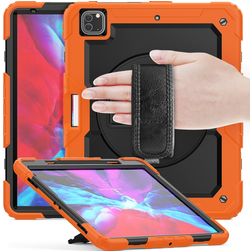 Mobigear SureGrip Xtreme iPad Air 13 Zoll (2024) Hülle Kunststoff,Silikon Backcover + Stifthalter + Schulterträger + Ständer - Orange