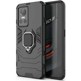 Mobigear Armor Ring Realme GT Neo 3 Hülle Hardcase Backcover Stoßfest mit Ringhalter - Schwarz