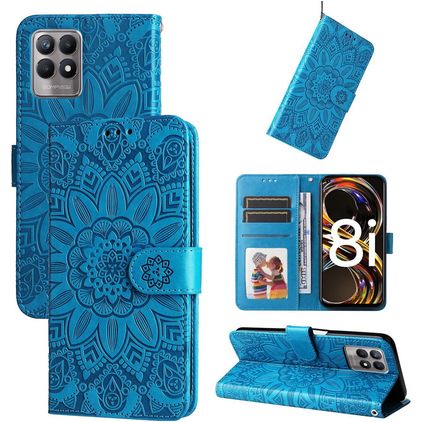 Mobigear Sunflower Realme Narzo 50 4G Hülle Klapphülle Geldbörse - Blau