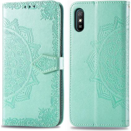 Mobigear Mandala Xiaomi Redmi 9A Hülle Klapphülle Geldbörse - Türkis