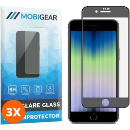 Mobigear Premium iPhone SE (2022) Panzerglas Gehärtetes Glas Displayschutz - Hüllenfreundlich - Schwarz (3er Pack)