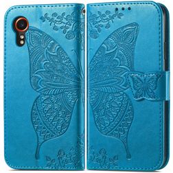 Mobigear Butterfly Samsung Galaxy Xcover 7 Hülle Klapphülle Geldbörse - Blau
