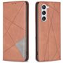 Mobigear Rhombus Slim Samsung Galaxy S25 Hülle Klapphülle - Braun