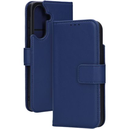 Mobiparts Samsung Galaxy A36 Hülle Echtes Leder Klapphülle Geldbörse - Blau