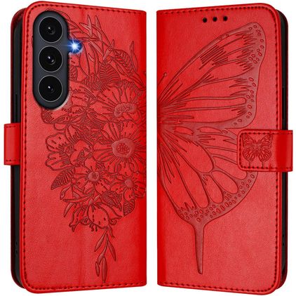 Mobigear Butterfly Samsung Galaxy S26 FE Hülle Klapphülle Geldbörse - Rot