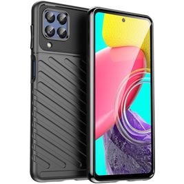 Mobigear Groove Samsung Galaxy M53 Hülle Flexibles TPU Backcover - Schwarz