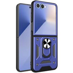 Mobigear Armor Ring Samsung Galaxy Z Flip 7 Hardcase Backcover Shockproof mit Ringhalter - Blau