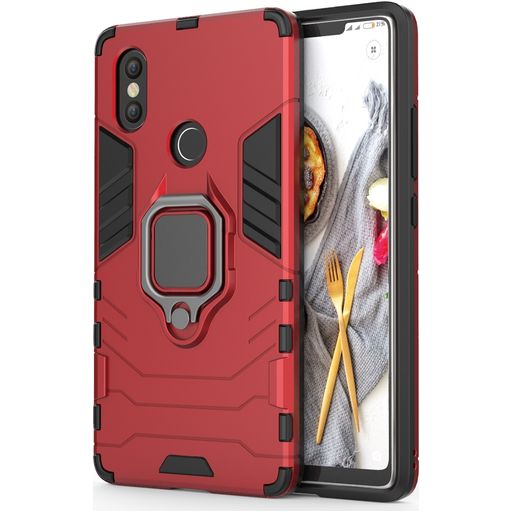 Mobigear Armor Ring Xiaomi Mi 8 SE Hülle Hardcase Backcover Stoßfest mit Ringhalter - Rot