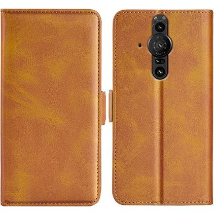 Mobigear Slim Magnet Sony Xperia Pro-I Hülle Klapphülle Geldbörse - Cognac