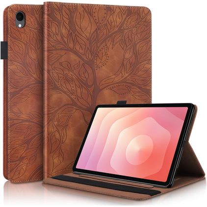 Mobigear Tree Samsung Galaxy Tab S11 Hülle Klapphülle + Stifthalter - Braun