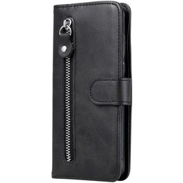 Mobigear Zipper Xiaomi Redmi Note 9 Hülle Klapphülle Geldbörse - Schwarz