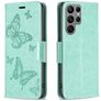 Mobigear Butterfly Samsung Galaxy S24 Ultra Hülle Klapphülle Geldbörse - Grün