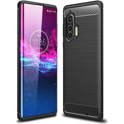 Mobigear Brushed Slim Motorola Edge Plus Hülle Flexibles TPU Backcover - Schwarz