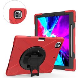 Mobigear SureGrip XGuard iPad Air 13 Zoll (2024) Hülle Kunststoff,Silikon Backcover + Stifthalter + Schulterträger + Ständer - Rot