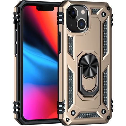 Mobigear Armor Ring iPhone 13 Mini Hülle Hardcase Backcover Stoßfest mit Ringhalter - Gold