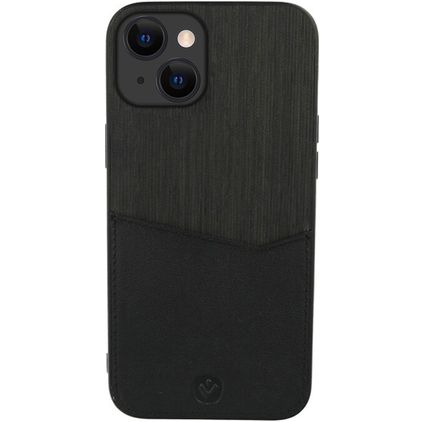 Valenta Card Slot iPhone 13 Echtleder Backcover mit Kartenfach - Schwarz