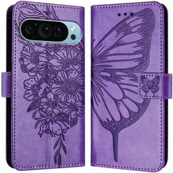 Mobigear Butterfly Google Pixel 9 Pro XL Hülle Klapphülle Geldbörse - Lila