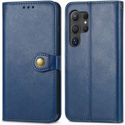Mobigear Snap Button Samsung Galaxy S25 Hülle Klapphülle Geldbörse - Blau