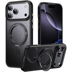 Mobigear Frosted Mag iPhone 17 Pro MagSafe Hülle Hardcase Backcover mit Ständer - Schwarz