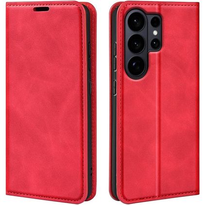 Mobigear Retro Slim Samsung Galaxy S26 Ultra Hülle Klapphülle Geldbörse - Rot