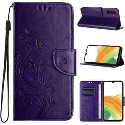 Mobigear Flowers Samsung Galaxy A35 Hülle Klapphülle Geldbörse - Lila