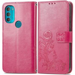 Mobigear Clover Motorola Moto G71 5G Hülle Klapphülle Geldbörse - Magenta