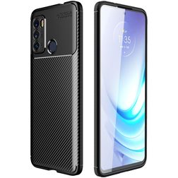 Mobigear Racing Motorola Moto G60 Hülle Flexibles TPU Backcover - Schwarz