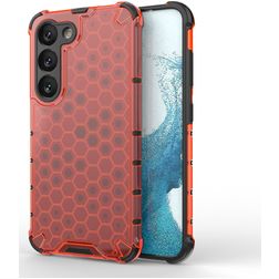 Mobigear Honeycomb Samsung Galaxy S23 Hülle Hardcase Backcover Stoßfest - Rot
