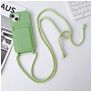 Mobigear Lanyard Card iPhone 15 Silikon Handykette mit Kartenhalter - Grün