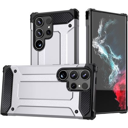 Mobigear Outdoor Samsung Galaxy S24 Ultra Hülle Hardcase Backcover Stoßfest - Silber