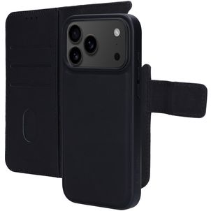 Mobiparts iPhone 17 Pro Max Hülle Echtes Leder Abnehmbare 2in1 Klapphülle Geldbörse - Schwarz