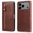 Mobigear Zipper iPhone 17 Pro Max Hülle Klapphülle Geldbörse - Braun