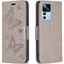 Mobigear Butterfly Xiaomi 12T Pro Hülle Klapphülle Geldbörse - Grau