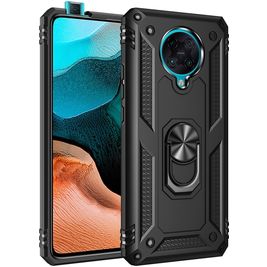 Mobigear Armor Ring POCO F2 Pro Hülle Hardcase Backcover Stoßfest mit Ringhalter - Schwarz