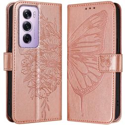 Mobigear Butterfly OPPO Reno 12 Pro Klapphülle Portemonnaie - Roségold