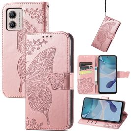 Mobigear Butterfly Motorola Moto E13 Hülle Klapphülle Geldbörse - Roségold
