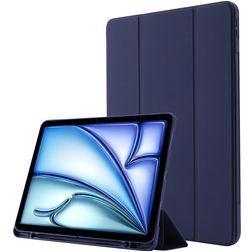 Mobigear Tri-Fold Gel iPad Air 11 Zoll (2025) Hülle TPU,Kunstleder Klapphülle + Stifthalter - Dunkelblau