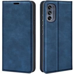 Mobigear Retro Slim Motorola Moto G62 Hülle Klapphülle Geldbörse - Blau