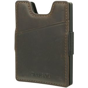 Valenta Card Case Alu + Money Strap Echtleder Kartenetui - 8 Karten - Braun