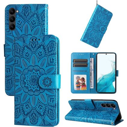 Mobigear Sunflower Samsung Galaxy S23 Hülle Klapphülle Geldbörse - Blau