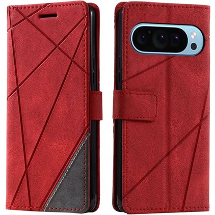 Mobigear Rhombus Google Pixel 9 Pro Hülle Klapphülle Geldbörse - Rot