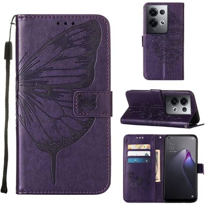Mobigear Butterfly OPPO Reno 8 Pro 5G Klapphülle Portemonnaie - Lila
