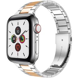 Mobigear Lissabon Edelstahl Apple Watch Armband Faltschließe - 49/46/45/44 mm - Roségold / Silber